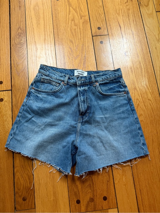 Reformation Pants - Reformation Blue Distressed High-Rise Denim Shorts